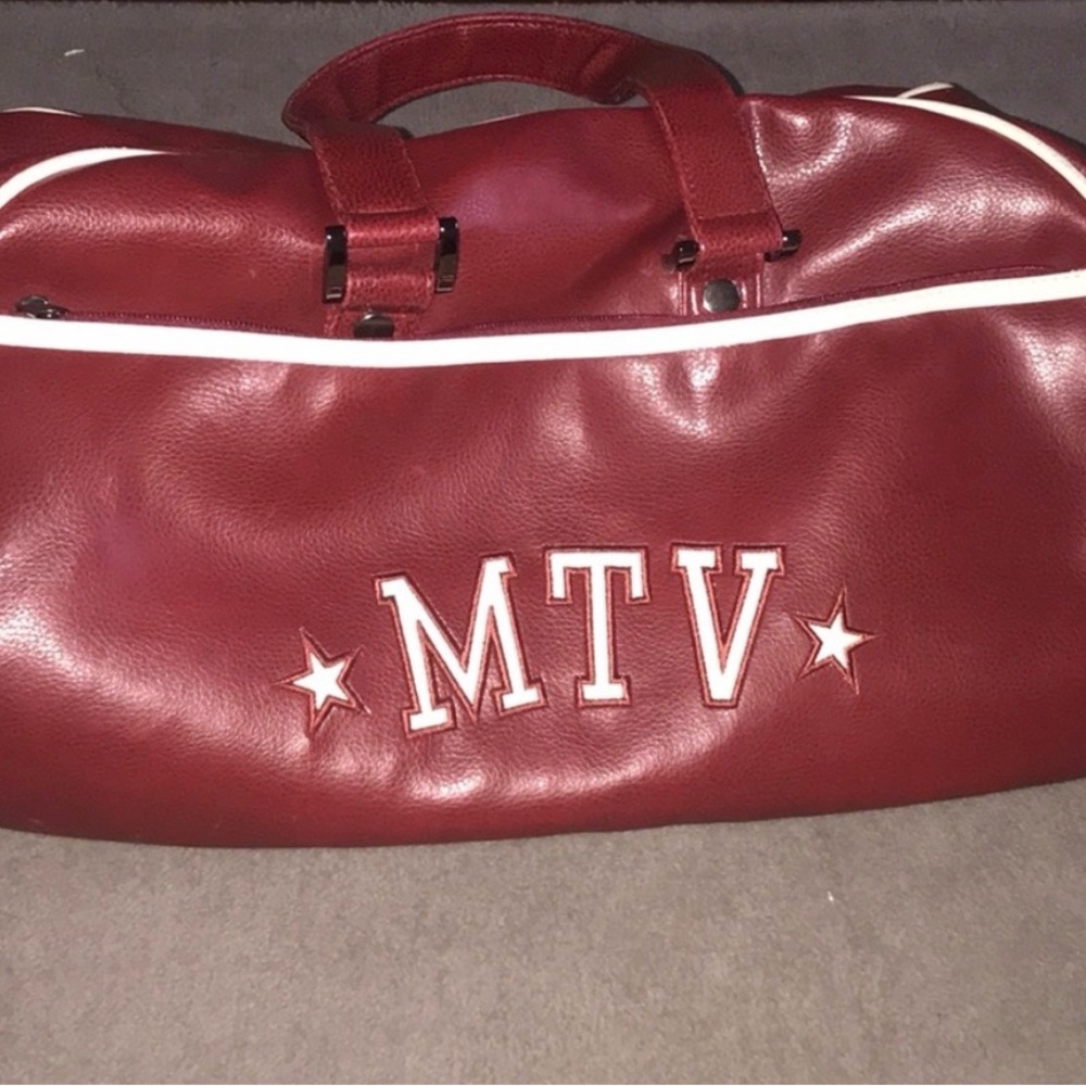 MTV Burgundy Duffel Bag with White Accents
